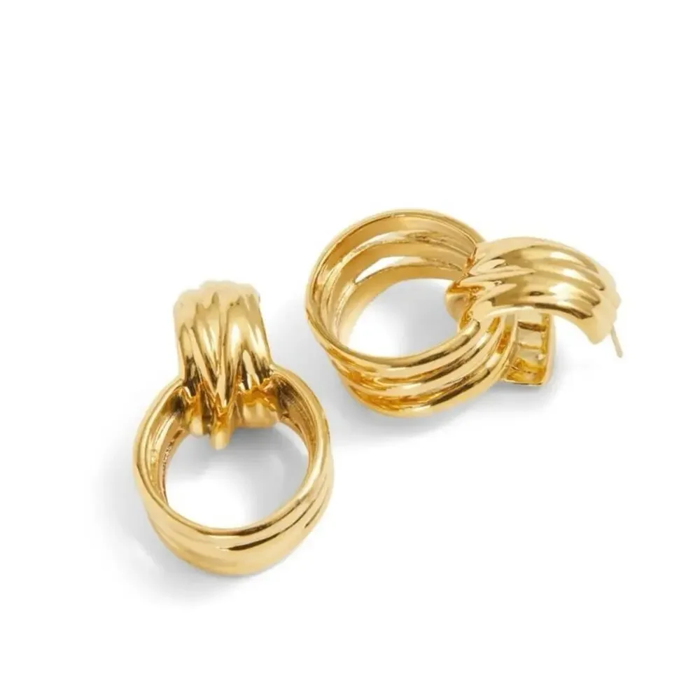 Oma The Label The Idea 18k Gold‎ Plated Chunky Hoop Statement Earring